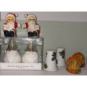Vintage Salt Pepper Lot Shakers Holiday Christmas Thanksgiving Santa Turkey
